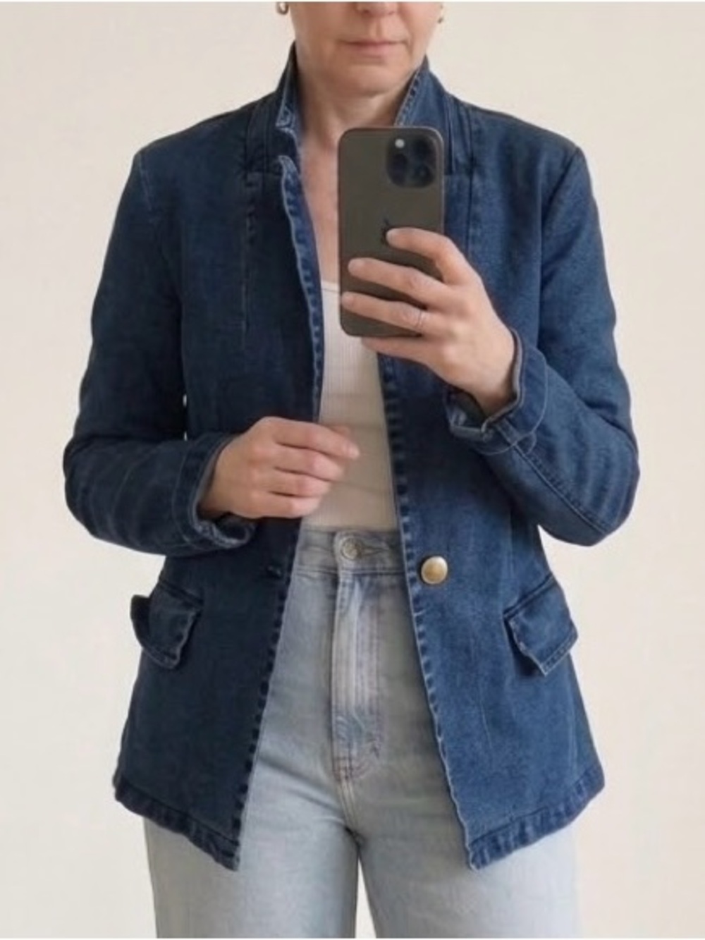 Bagatelle Collection Dark Indigo Denim Blazer Jean Jacket Size 6 Blue